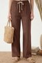 Women's Brown Muslin Palazzo Trousers 100% Cotton Wide Leg High Waist Summer Wear