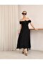 Black Polka Dot Princess Collar Viscose Dress - 5