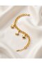 Gold Charm Bracelet with Heart and Moon Figures - 2