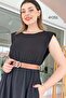 Padded Belted Midi Dress Comfortable Fit - 2