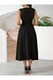 Women's Strappy Double-Breasted V-Neck Dress with Elastic Waist - 3
