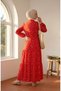 Red layered polka dot dress with lace-up waist 0283-01 - 6