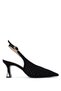 Women's Genuine Leather Black Suede Heeled Shoes