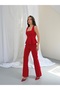 Women's Red Square Collar Blouse and Trousers Two-Piece Set - 2