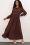 Women's Buttoned Long Hijab Dress 2591 - Brown