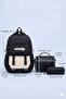 Licensed Twill Fabric Niss Model Black School Backpack, Thermal Lunch Bag and Pen Holder - 2