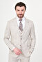 Plaid Slim Fit Mono Collar Classic Men's Suit Beige - 45466.26Y - 4