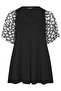 Plus Size Pleated T-Shirt with Tulle Detail on the Sleeves - 5
