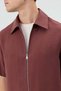 Burgundy Lyocell Blended Zippered Men's Shirt - 5