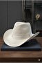 Unisex Straw Cowboy Hat Summer Beach Style Fedora Hat