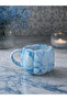 كوب سيراميك مصنوع يدويًا بالكامل بنمط مموج أزرق مزخرف