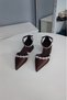 Brown Satin 2.5 cm Heeled Ankle Belted Double Waterway Stone Wedding Dress Shoes Women's Ballerinas - 3
