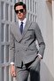 Smoked Gray Swallow Collar Double Breasted 6 Drop Slim Fit Fully Lined Flexible Suit 1001260173 - 3