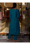 Teal Blue Silk Blend Embroidered Straight Kurta Set with Jacquard Dupatta - TRNT1206 Teal Blue - 3