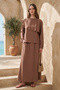 Modal Suit with Ruffle Detail Skirt on the Front 1088 Light Brown