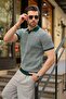 Nefti Green Polo Collar Regular Fit Men's Knitwear T-Shirt E7496 - 4