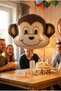 Safari Monkey Head Foil Balloon 42X41 cm Safari Themed Children's Birthday Party Decoration - 2