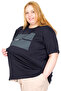 Mode XL Real Big Size Women's T-Shirt Bıs Collar Black U26124 Navy Blue - 3