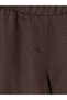 New Season from Güli̇s Gi̇yi̇m Brown Elastic Waist Carrot Cut Women's Linen Trousers - 7