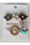 Brooch - Set of 3 Black Brooches with Flowers, Butterflies, Hearts and Pearl Details - 3
