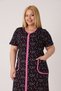 Women's Plus Size 100% Cotton Combed Fabric Zippered Summer Dress / Black-Pink 4099 - 7