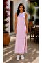 Women's Crew Neck Maxi Dress with Slit Detail