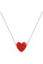 Red Heart Women's Necklace, 925 Sterling Silver, Beaded Pendant Necklace, with Opal, Handmade Adjustable Jewelry