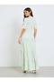 Green Tiered Maxi Dress with Short Sleeves - 5