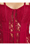 Burgundy Apex Strap Non Padded Wired Floral Lace Panelled Bodysuit with Mesh Back - 2