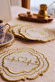 6 Pieces Double Row Gold Embroidered Ritim Model Dowry Box Coffee Napkins Cocktail Presentation Napkins - 2