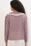 Women's Lace Collar Plaid Shirt 20387 - Burgundy - 6