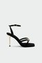 Norve Women's Black Heeled Shoes with Stone Buckle - 2