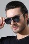 Men's Oversize Black Frame Black Glass Gold Handle Sunglasses - 6