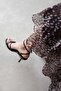 Track Women's Heeled Wrinkled Leather Sandals Brown - 3