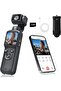 4K Pocket Vlogging Camera 75MP with WiFi, 330° Rotating Lens, Touch Screen & Tripod