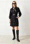 Women's Black Pocketed Belted Gabardine Shirt Dress Elb-19002569 - 2
