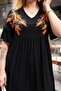Plus Size Dress with Embroidered Collar Detail - 7
