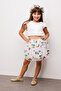 White Sequined Rainbow and Cherry Patterned Girls' Skirt - Pauline