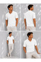 Men's Short Sleeve Ribbed Knit Open Polo Collar T-Shirt 271200 - 3