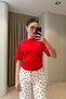 Bat Sleeve Gathered Blouse - Red - 6