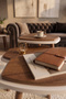 Lattav Asymmetrical Cut Mdf Luxury Walnut 3-Piece Nesting Table Decorative Wooden Side Table Set - 3