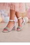 Bombeli Single Strap Lila Işilti Stone Detail Girls' Heelled Shoes - 5