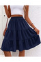 Women's Elastic Waist Layered Flared Skirt Viscose Cotton Fabric Boyy 55 cm - 2