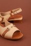 Women's Genuine Leather Short Heeled Casual Sandals Iz.23111 Nut - 3