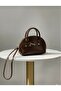 Ezzybliss Women's Bitter Brown Mini Shiny Belt Detailed Strap Shoulder Bag - 2