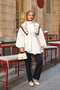Women's Ruffle Detail Front Pleated Blouse with Shawl White - 4