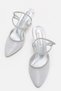 Champagne Heeled Sandals with Stone Detail and Pointed Toe Silver - 6