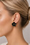 Amélie Summer Luxury Black Flower Detailed Steel Stud Earrings