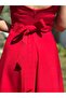 Red Thick Straps Square Neck Tie Back Maxi Dress - 2