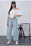Women's High Waist Side Buttoned Wide Balloon Leg Baggy Jeans - 2